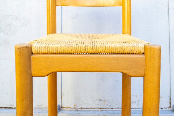 Vintage Stools in Wood and Straw by Charlotte Perriand, 1970s, Set of 4-VCV-1417425