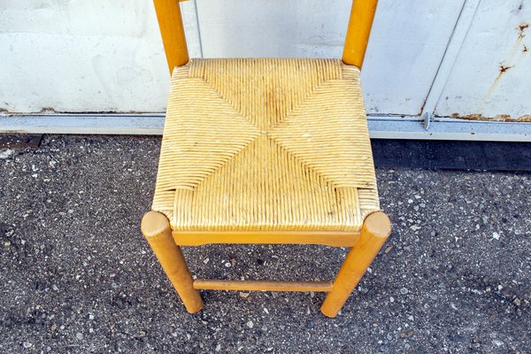 Vintage Stools in Wood and Straw by Charlotte Perriand, 1970s, Set of 4-VCV-1417425