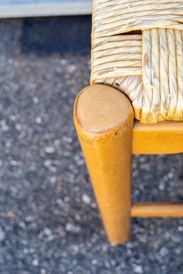 Vintage Stools in Wood and Straw by Charlotte Perriand, 1970s, Set of 4-VCV-1417425