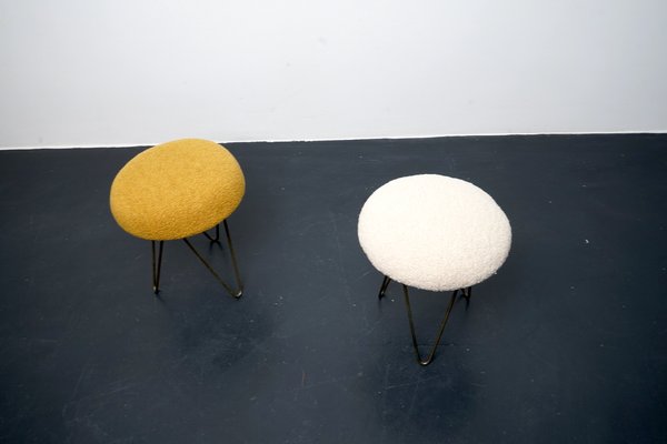 Vintage Stools with Hoop Legs and Plush Seats, Set of 2-CIP-1107547