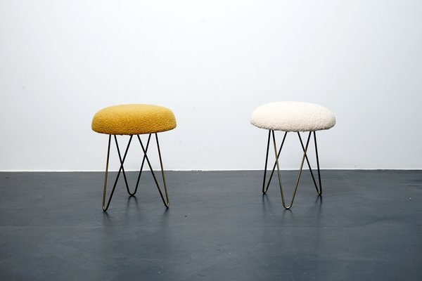 Vintage Stools with Hoop Legs and Plush Seats, Set of 2-CIP-1107547