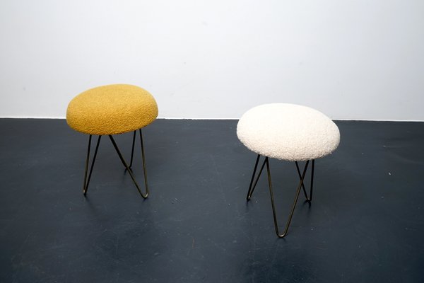 Vintage Stools with Hoop Legs and Plush Seats, Set of 2-CIP-1107547