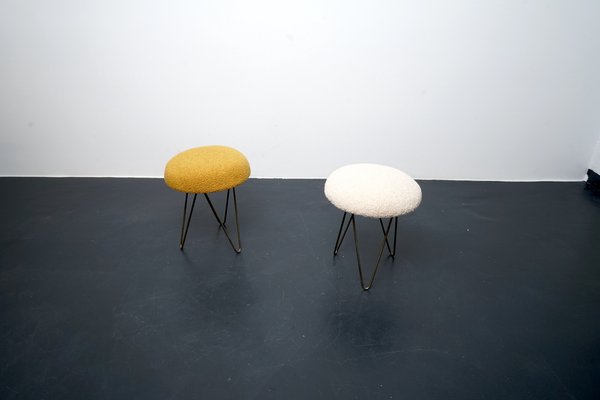 Vintage Stools with Hoop Legs and Plush Seats, Set of 2-CIP-1107547