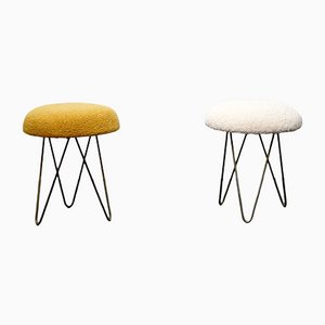 Vintage Stools with Hoop Legs and Plush Seats, Set of 2-CIP-1107547