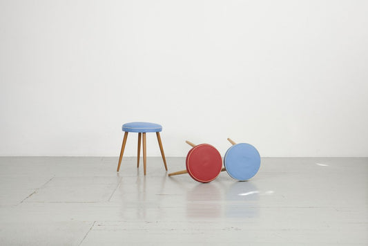 Vintage Stools with Vinyl Covers, 1950, Set of 3