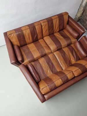 Vintage Striped Leather Sofa-UAO-1020298