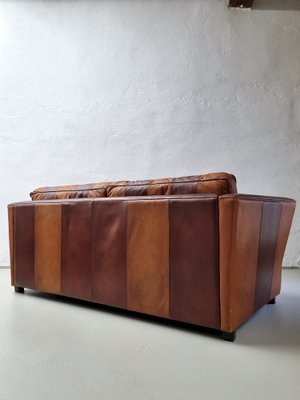 Vintage Striped Leather Sofa-UAO-1020298