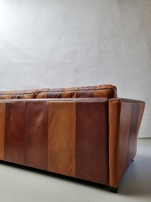 Vintage Striped Leather Sofa-UAO-1020298