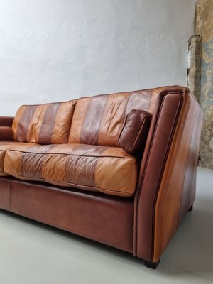 Vintage Striped Leather Sofa-UAO-1020298