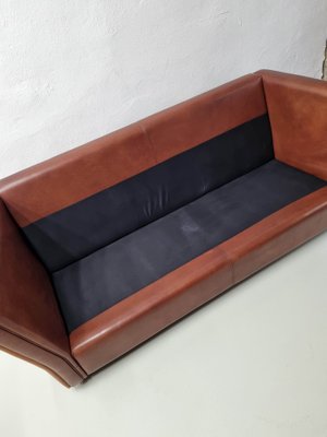 Vintage Striped Leather Sofa-UAO-1020298