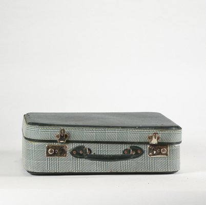 Vintage Suitcase in Green Checkered Rigid Cardboard, Italy, 1950s-RAQ-804535