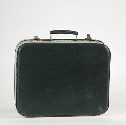 Vintage Suitcase in Green Checkered Rigid Cardboard, Italy, 1950s-RAQ-804535