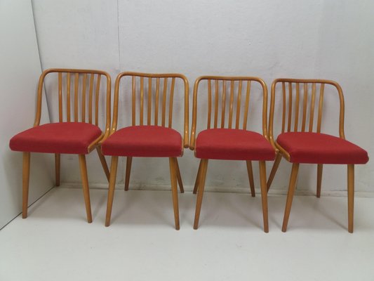 Vintage Suman Chairs & Table from Thonet, Czechoslovakia, 1960s, Set of 5-TZ-1225816