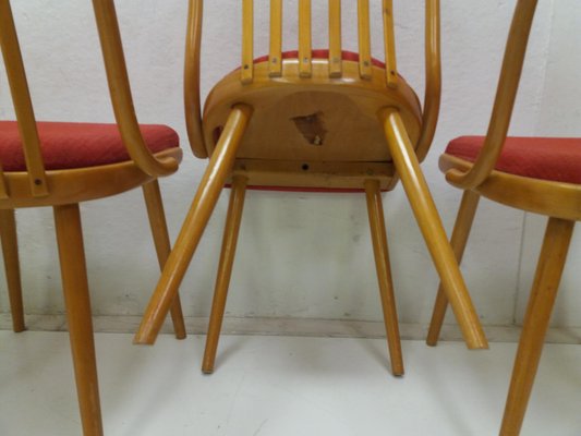 Vintage Suman Chairs & Table from Thonet, Czechoslovakia, 1960s, Set of 5-TZ-1225816