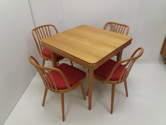 Vintage Suman Chairs & Table from Thonet, Czechoslovakia, 1960s, Set of 5-TZ-1225816