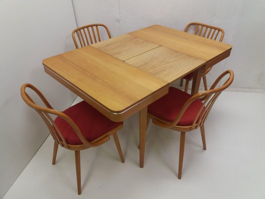 Vintage Suman Chairs & Table from Thonet, Czechoslovakia, 1960s, Set of 5-TZ-1225816