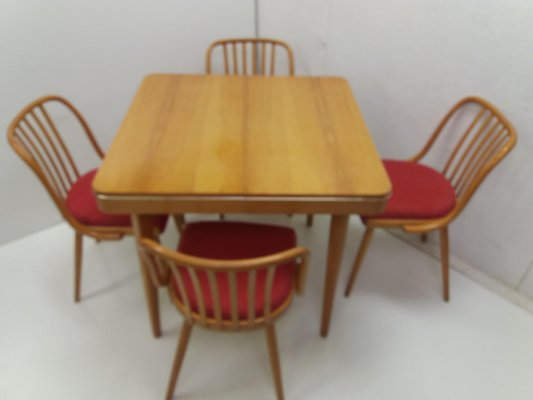 Vintage Suman Chairs & Table from Thonet, Czechoslovakia, 1960s, Set of 5-TZ-1225816