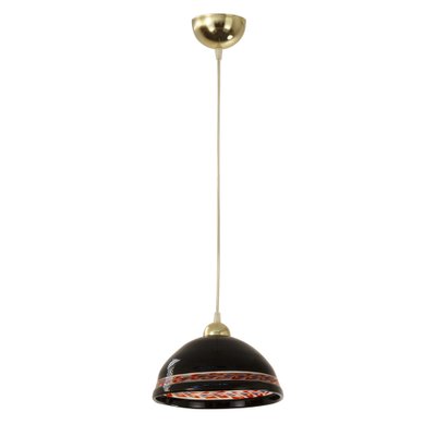 Vintage Suspension Lamp in Intense Black Murano Glass, 1980s-MPO-1770629