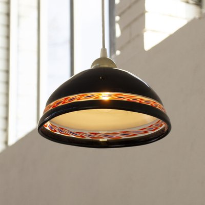 Vintage Suspension Lamp in Intense Black Murano Glass, 1980s-MPO-1770629