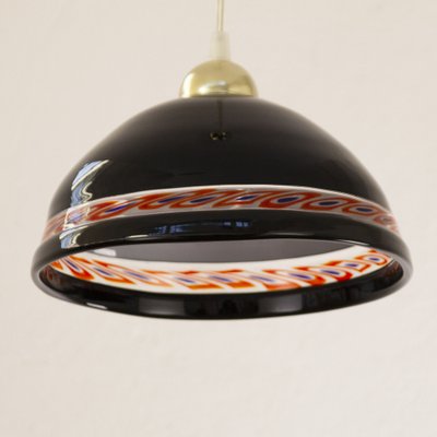 Vintage Suspension Lamp in Intense Black Murano Glass, 1980s-MPO-1770629