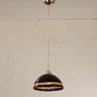 Vintage Suspension Lamp in Intense Black Murano Glass, 1980s-MPO-1770629