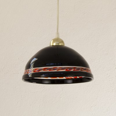 Vintage Suspension Lamp in Intense Black Murano Glass, 1980s-MPO-1770629