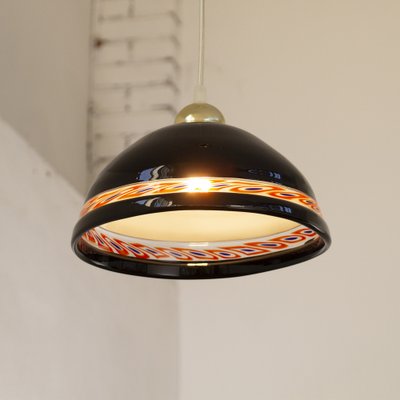 Vintage Suspension Lamp in Intense Black Murano Glass, 1980s-MPO-1770629