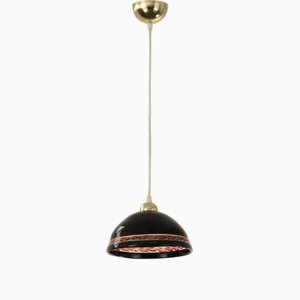 Vintage Suspension Lamp in Intense Black Murano Glass, 1980s-MPO-1770629