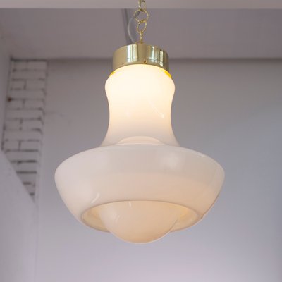 Vintage Suspension Lamp in White Murano Glass Milk, Italy-MPO-1361958