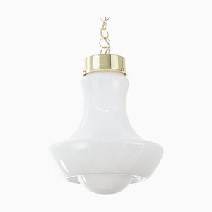 Vintage Suspension Lamp in White Murano Glass Milk, Italy-MPO-1361958