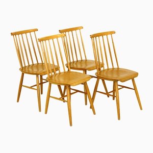 Vintage Swedish Beech Blinstol Chairs, 1960s, Set of 4-GEK-1320243