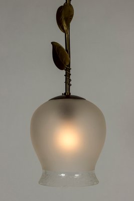 Vintage Swedish Brass and Opaline Glass Ceiling Lamp-NL-726478