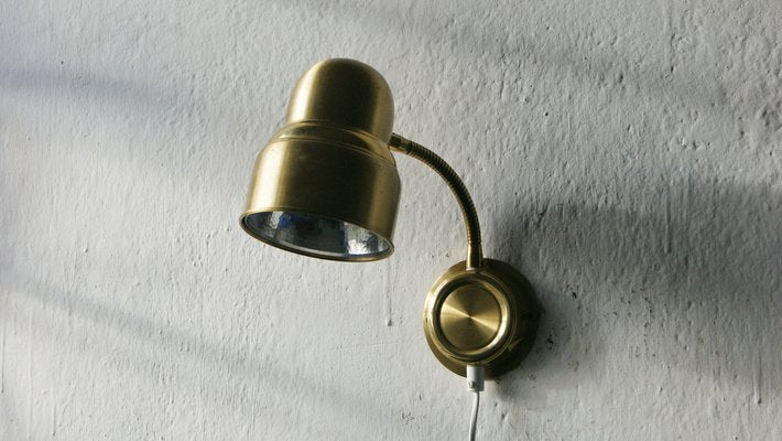 Vintage Swedish Brass Wall Lamp by Ewå Belysning, 1960s-UMB-1153544