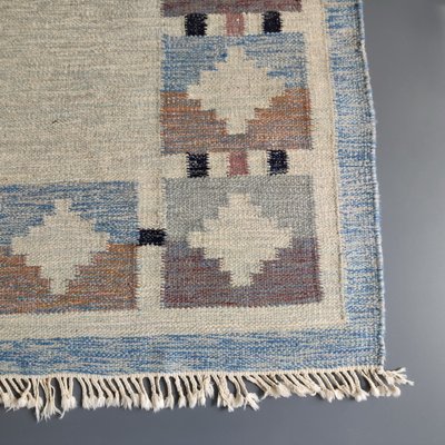 Vintage Swedish Geometric Kilim Rug by Ida Rydelius, 1950s-YGE-1425081