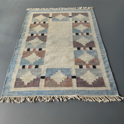 Vintage Swedish Geometric Kilim Rug by Ida Rydelius, 1950s-YGE-1425081