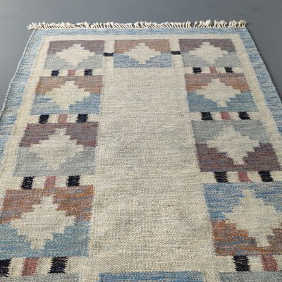 Vintage Swedish Geometric Kilim Rug by Ida Rydelius, 1950s-YGE-1425081