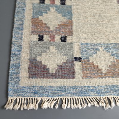 Vintage Swedish Geometric Kilim Rug by Ida Rydelius, 1950s-YGE-1425081