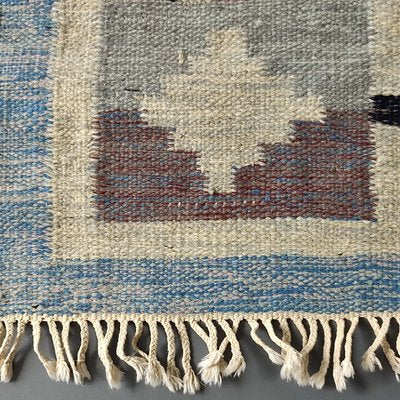 Vintage Swedish Geometric Kilim Rug by Ida Rydelius, 1950s-YGE-1425081