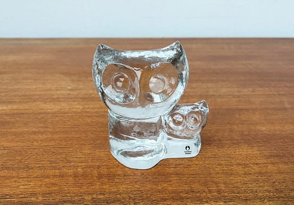 Vintage Swedish Glass Owl Sculpture from Pukeberg Glass, 1970s-UAH-1763513