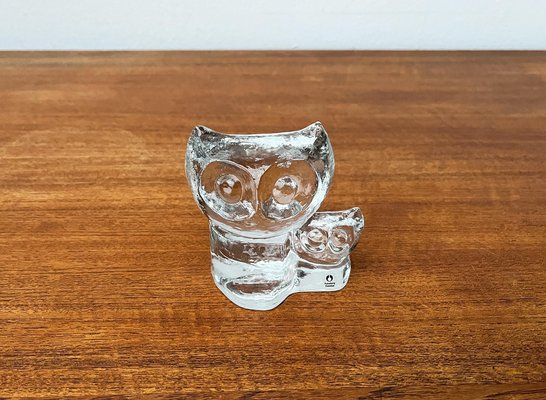 Vintage Swedish Glass Owl Sculpture from Pukeberg Glass, 1970s-UAH-1763513