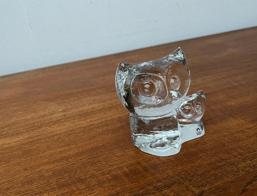 Vintage Swedish Glass Owl Sculpture from Pukeberg Glass, 1970s-UAH-1763513