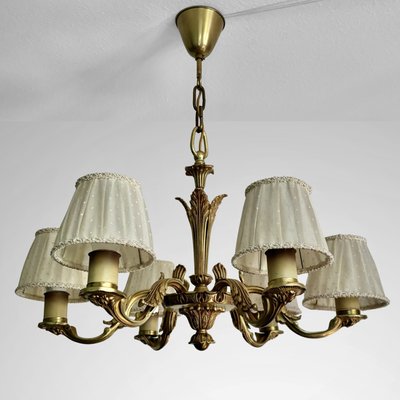 Vintage Swedish Grace Brass Six-Arm Chandelier, 1930s-LIV-2016491