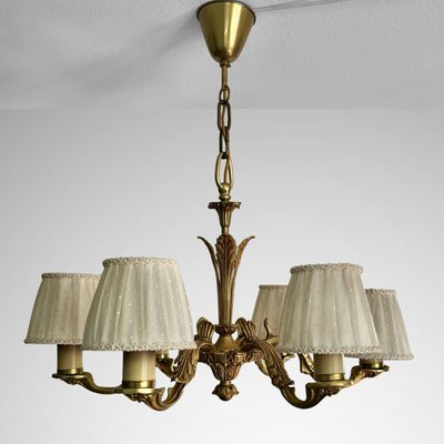 Vintage Swedish Grace Brass Six-Arm Chandelier, 1930s-LIV-2016491