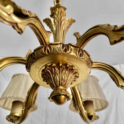 Vintage Swedish Grace Brass Six-Arm Chandelier, 1930s-LIV-2016491