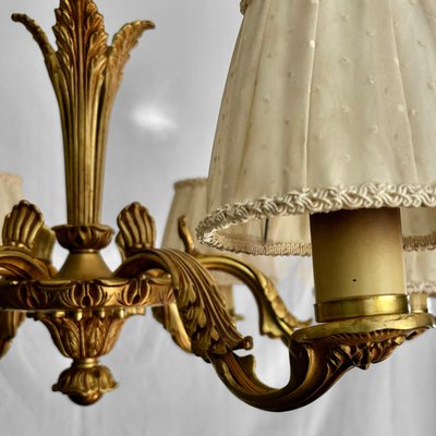 Vintage Swedish Grace Brass Six-Arm Chandelier, 1930s-LIV-2016491