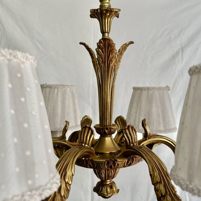 Vintage Swedish Grace Brass Six-Arm Chandelier, 1930s-LIV-2016491