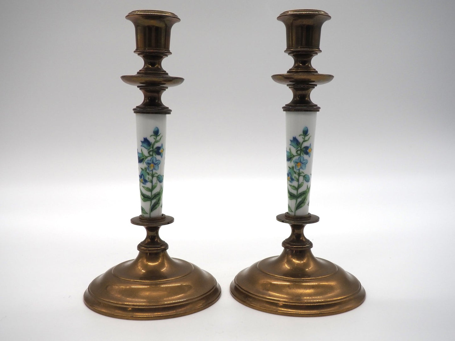 Vintage Swedish Gustavian Brass Candlesticks from Skultuna Bruk Sweden, 1980s, Set of 2