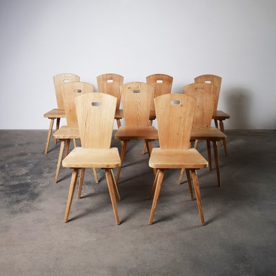 Vintage Swedish Pine Dining Chairs, 1960s, Set of 9-FPZ-1749691