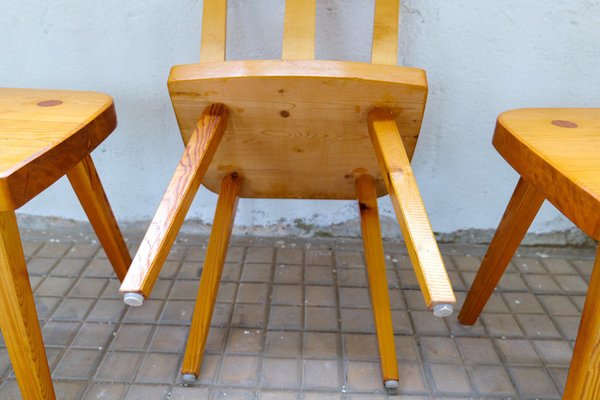 Vintage Swedish Pine Dining Chairs, Set of 4-UYK-1294001