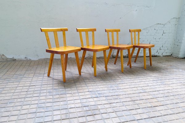 Vintage Swedish Pine Dining Chairs, Set of 4-UYK-1294001